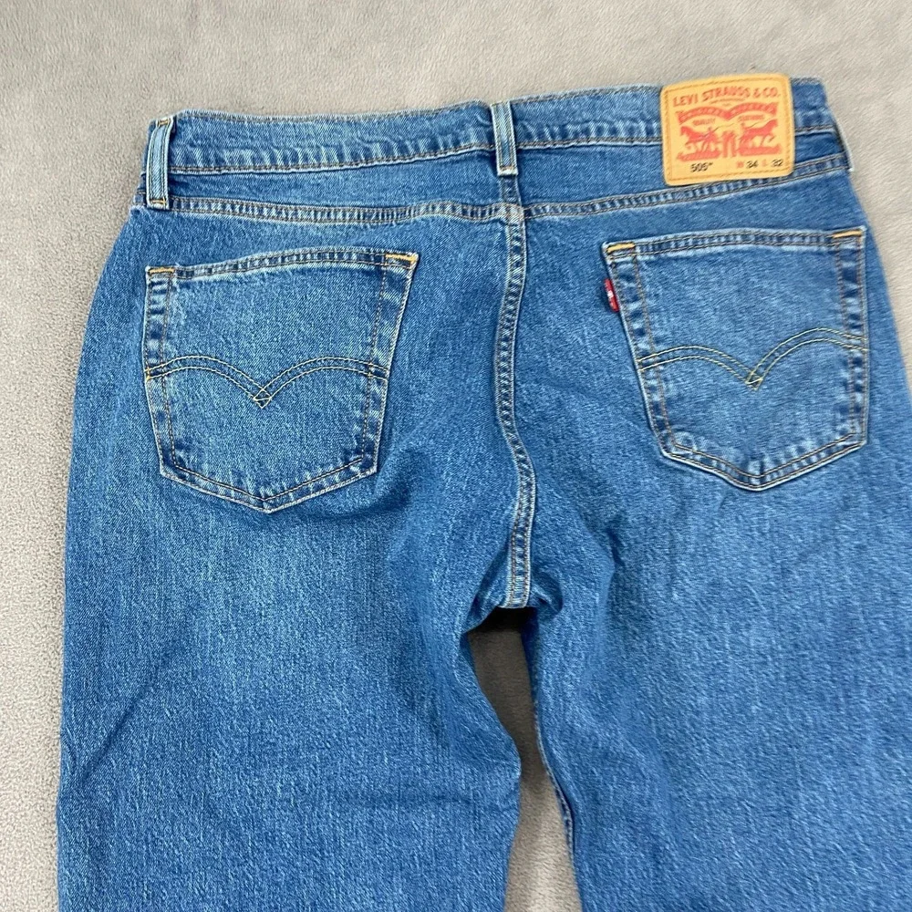 Levi's 505 Jeans Mens 34x32 Blue Denim Medium Wash Red Tab Mid Rise Straight Leg